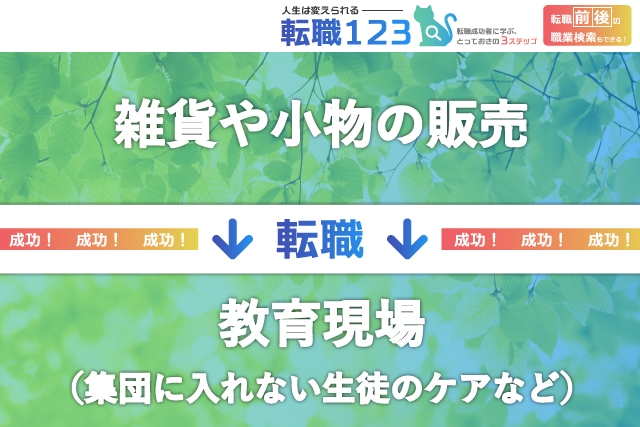 教育現場(集団に入れない生徒のケアなど)へ転職
